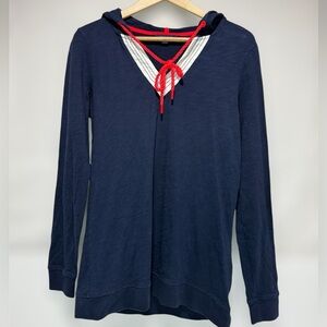 Tommy Hilfiger Women’s Navy Hooded Shirt with Coral rope detail size S nautical